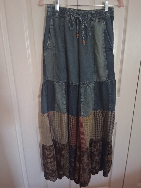 Young Threads Pants - ✨ NWT Young Threads Boho Patchwork Tiered Wide-Leg Palazzo Pants - Size M ✨